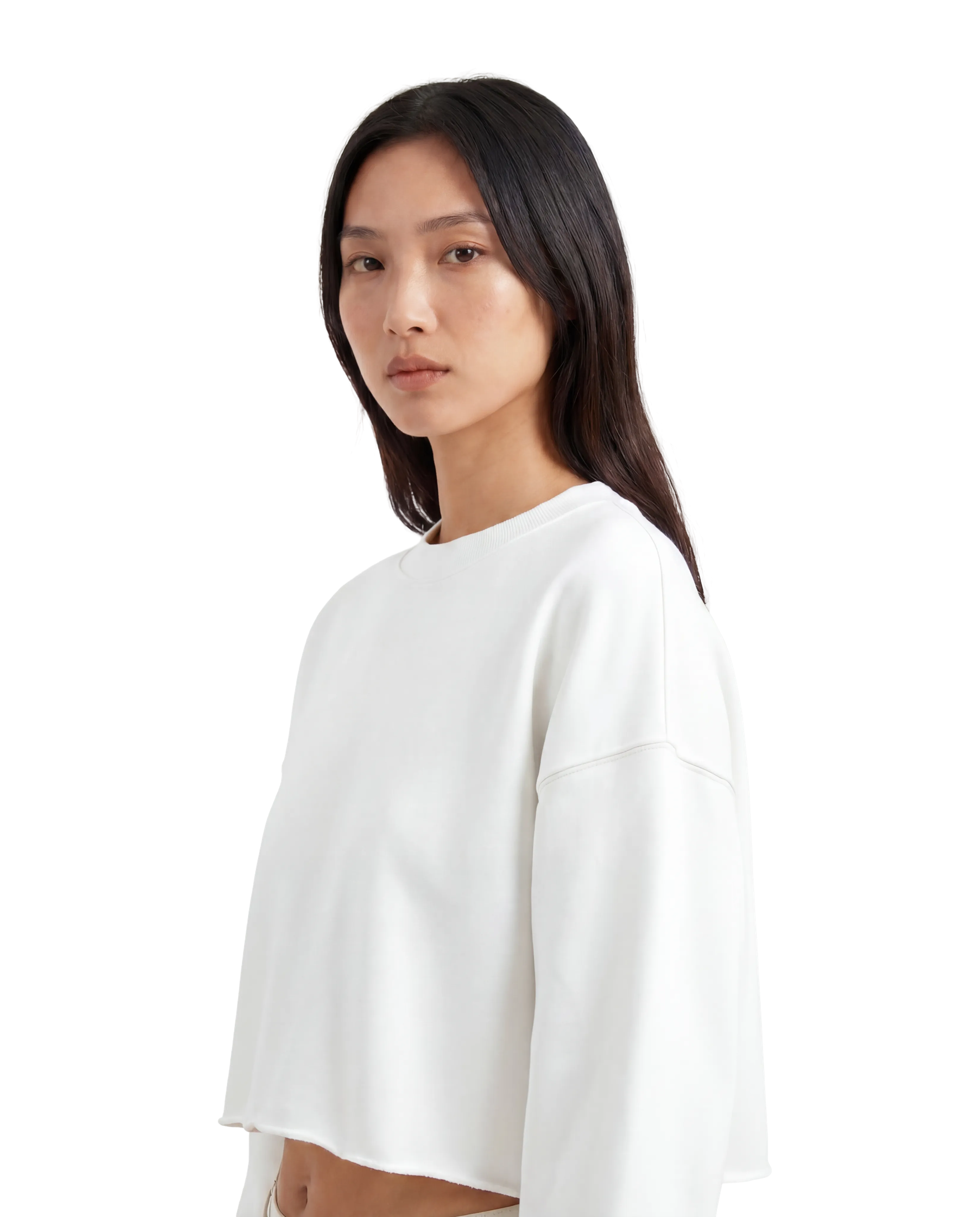 Cropped sweatshirt three-quarter view
