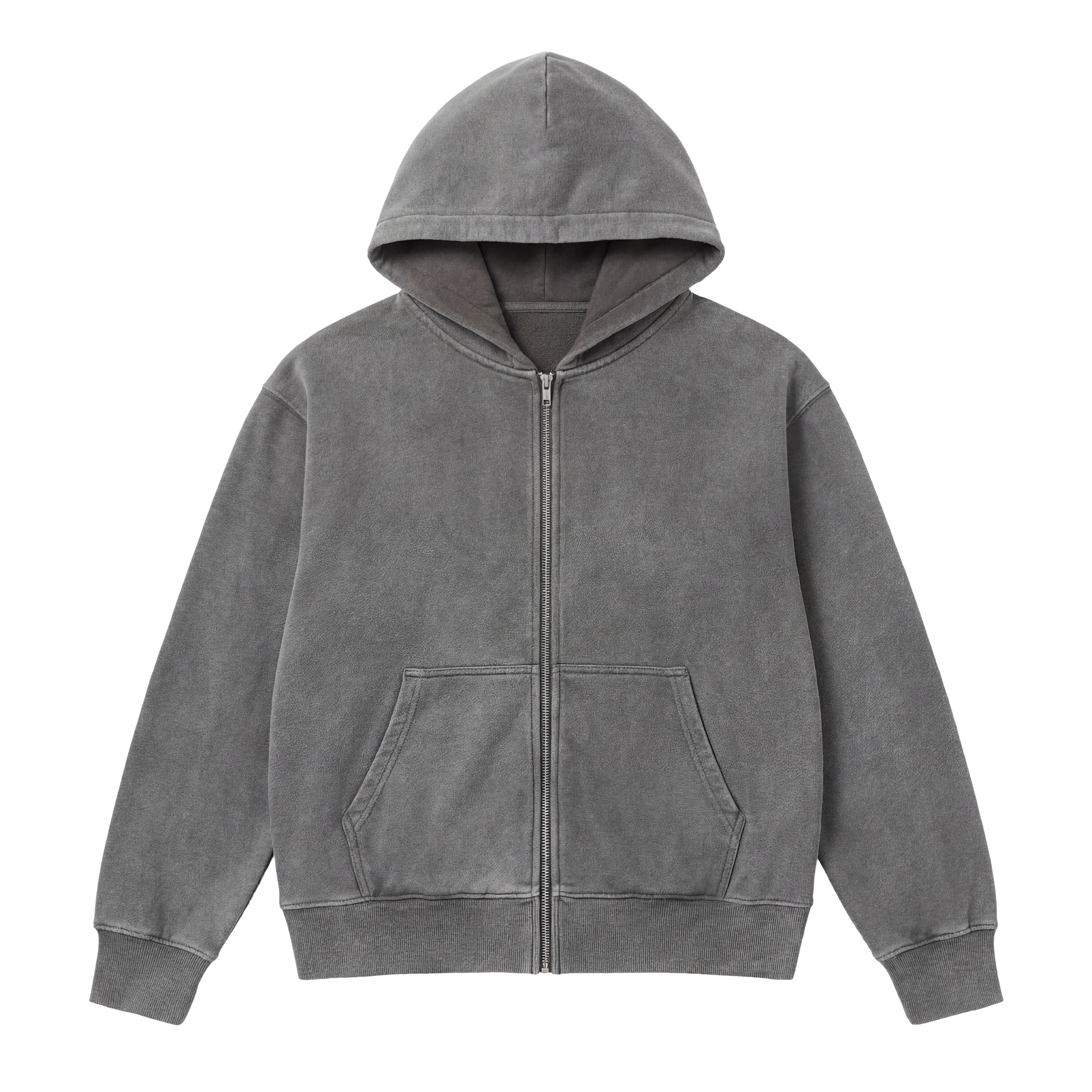 Grey hoodie flat product view