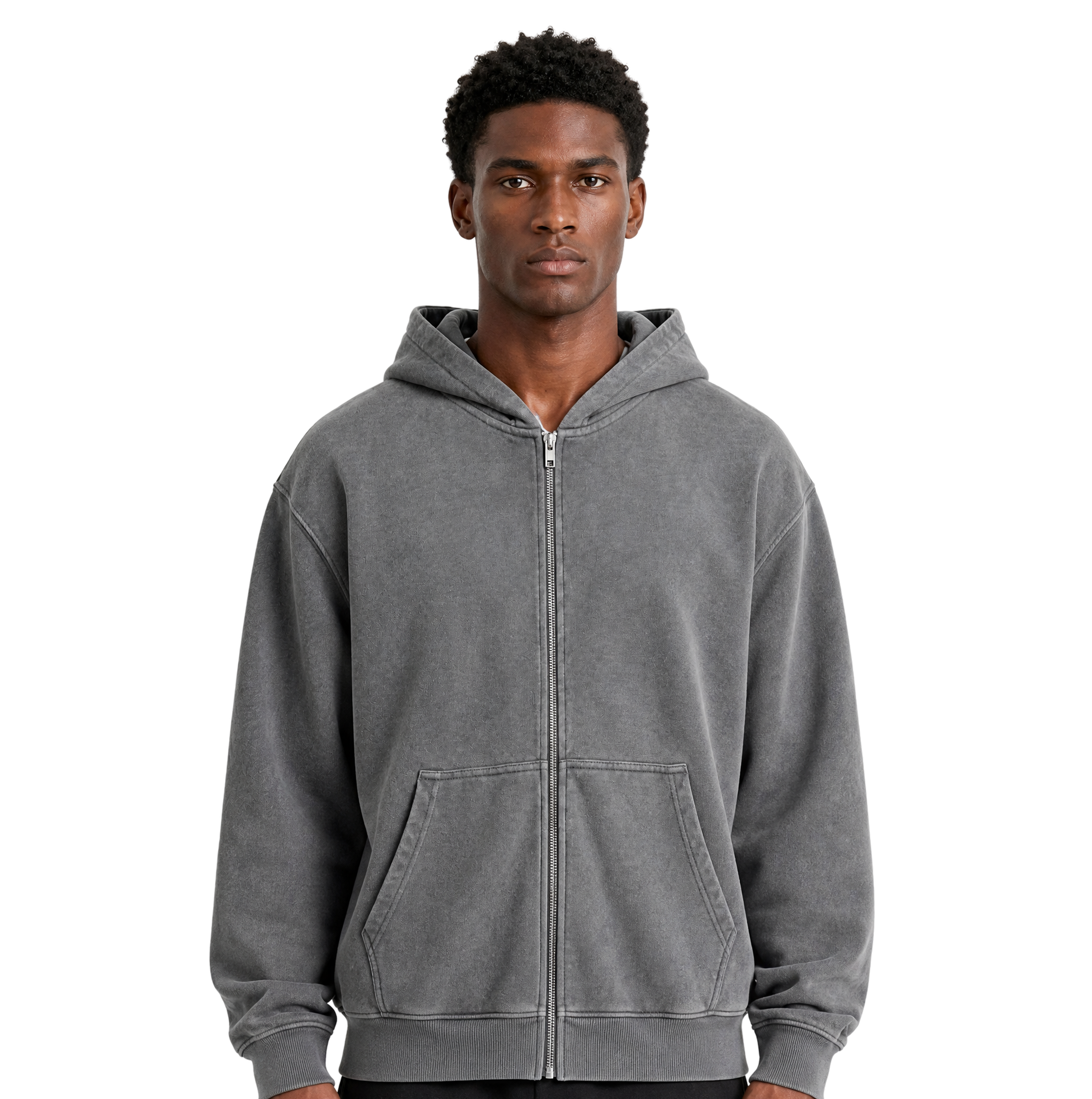 Grey hoodie front view